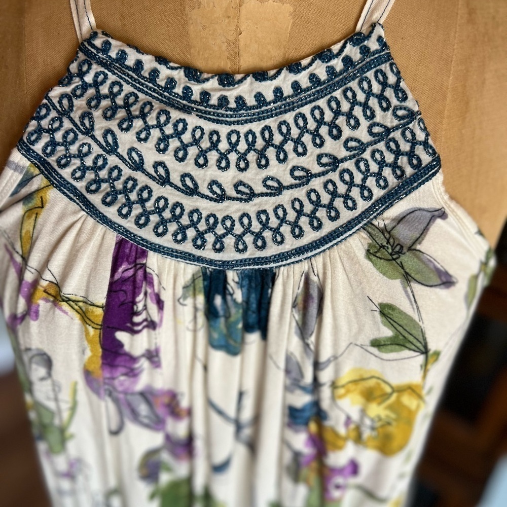 Anthropologie one September watercolor floral sleeveless top small
